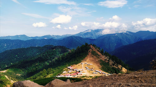 Scenic view of mountains against sky