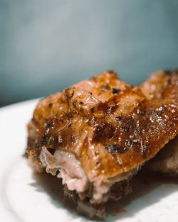 Close-up of meat served in plate