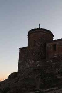 Low angle view of castle against clear sky