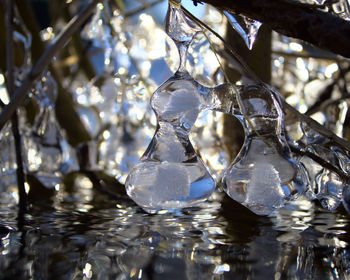 Close-up of water drops on glass