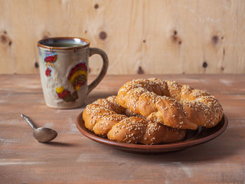 Close-up of breakfast on table