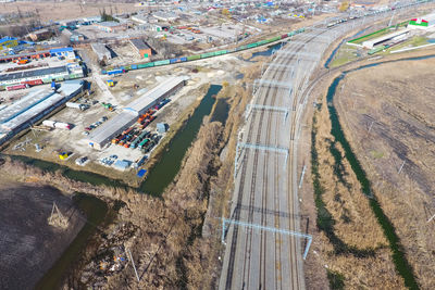 High angle view of construction site