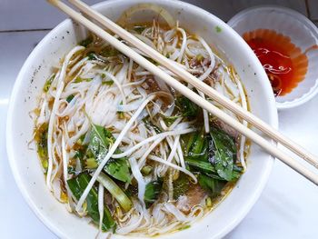 High angle view of food in bowl