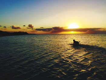 Scenic view of sea at sunset