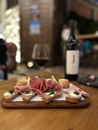 Close-up of food on table