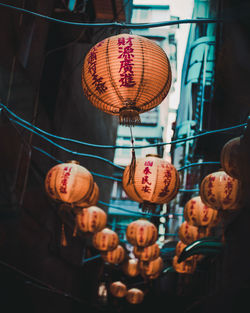 Low angle view of lanterns hanging at market