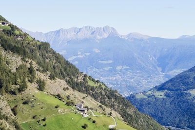 Scenic view of mountains against clear sky