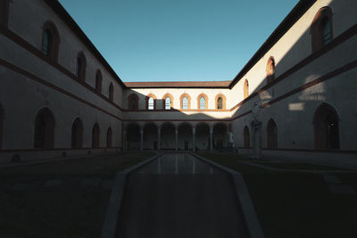 Low angle view of historic building against clear sky