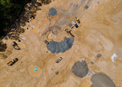 High angle view of footprints on water