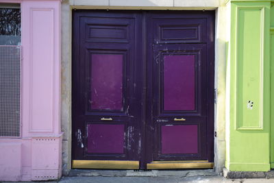 Closed door of house