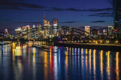 Frankfurt citylights with illuminated skyline