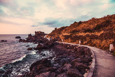 Scenic view of sea against sky during sunset