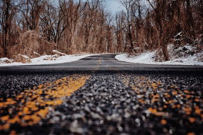 Surface level of road during winter