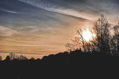 Silhouette trees against sky during sunset