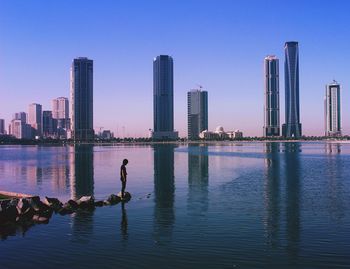 City skyline with waterfront