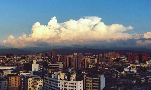 Aerial view of cityscape against sky