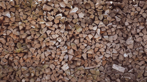 Full frame shot of logs in forest