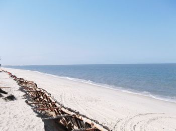 Scenic view of beach against clear sky