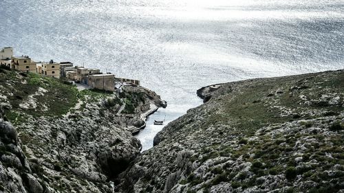 View of buildings in water