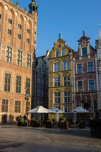 Low angle view of buildings in city