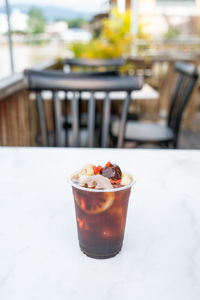 Close-up of drink on table