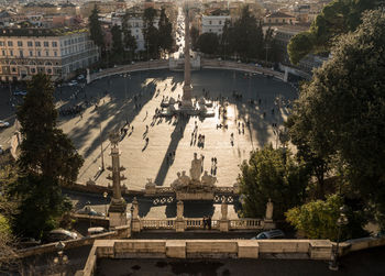 High angle view of buildings in city