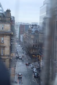 High angle view of traffic on city street