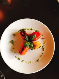 High angle view of food in plate