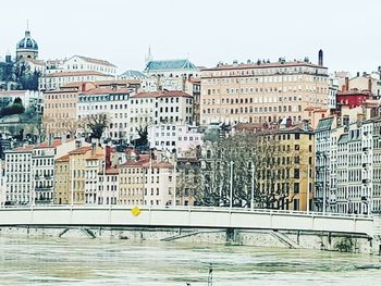 View of cityscape against clear sky