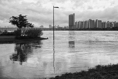 View of river against cloudy sky