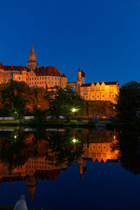 Reflection of buildings in lake