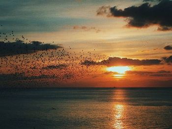 Scenic view of sea at sunset