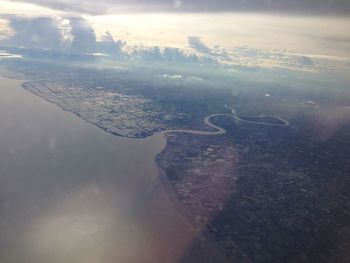 Aerial view of sea against sky