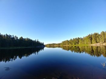 Scenic view of lake against blue sky