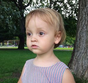 Portrait of cute girl in park