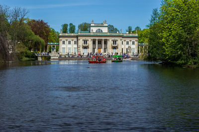 View of boats in river