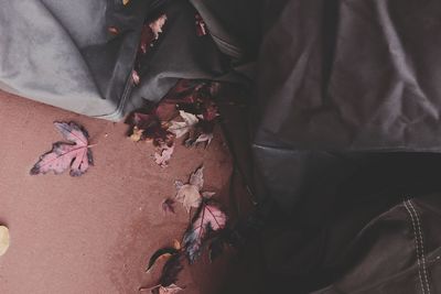 High angle view of woman relaxing on bed