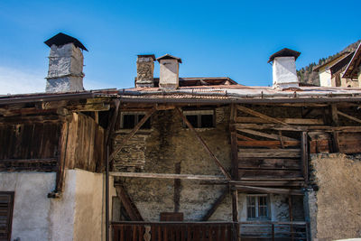 Low angle view of old building against sky