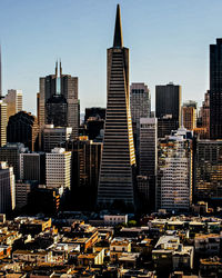 Cityscape against clear sky