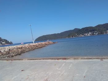 Scenic view of sea against clear sky