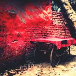 Close-up of red bicycle