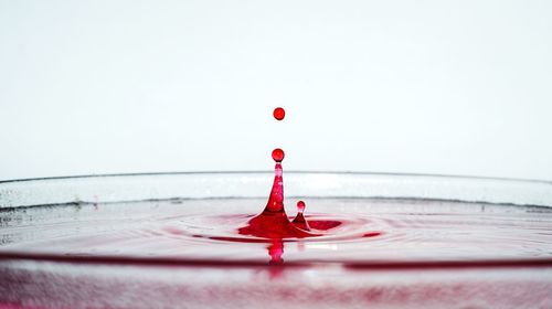 Close-up of red splashing water