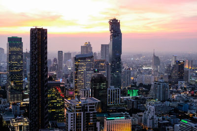 View of city at night