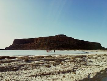 Scenic view of beach against clear sky