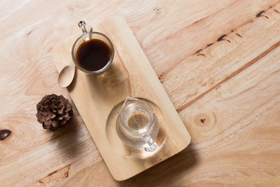High angle view of coffee on table