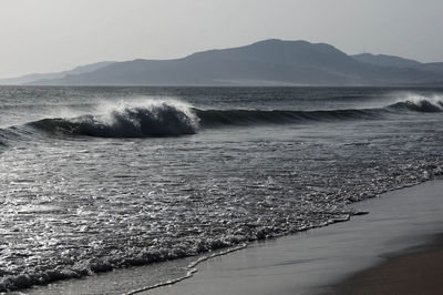 Scenic view of sea against clear sky