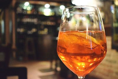 Close-up of beer in glass