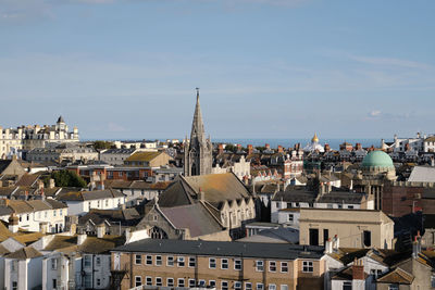 Panoramic view of eastbourne town centre. high angle view.