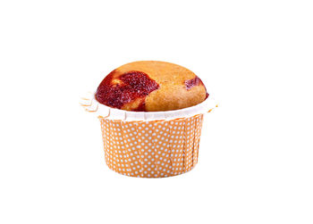 Close-up of cake against white background