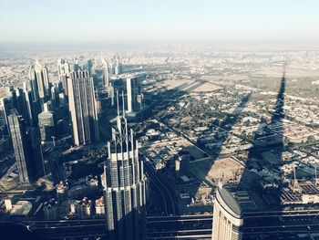 High angle view of buildings in city